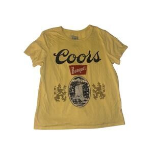 Coors Banquet Graphic T-Shirt Women's Yellow Hybrid Western Size Medium